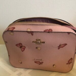 Coach Pink Mini Camera Bag with Butterfly Print